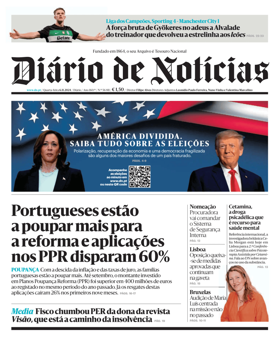 Prima-pagina-Diario de Noticias-edizione-di-oggi-20241106